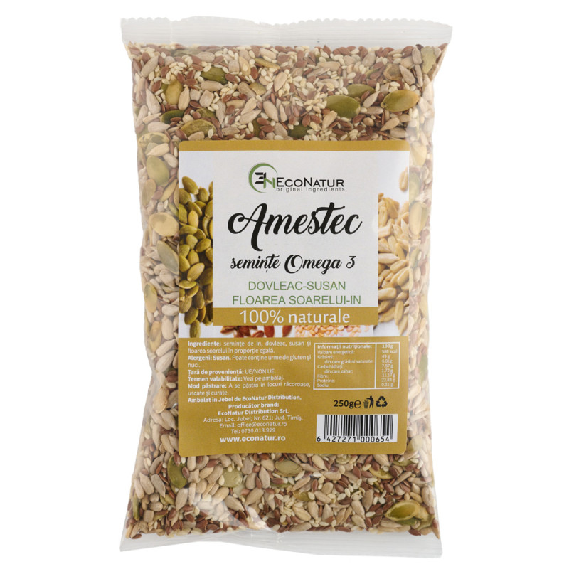 Amestec semințe bogate în Omega 3 250g EcoNatur