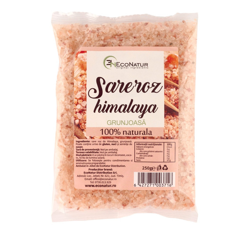 Sare roz de himalaya grunjoasa 250g EcoNatur
