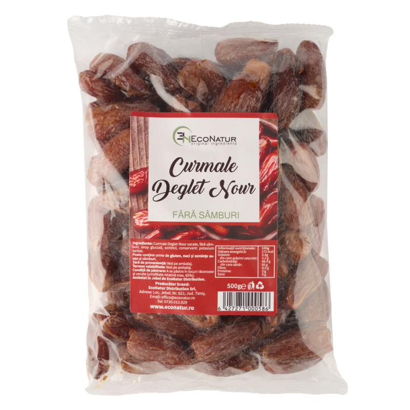 Curmale Deglet Nour, fara samburi 500g EcoNatur